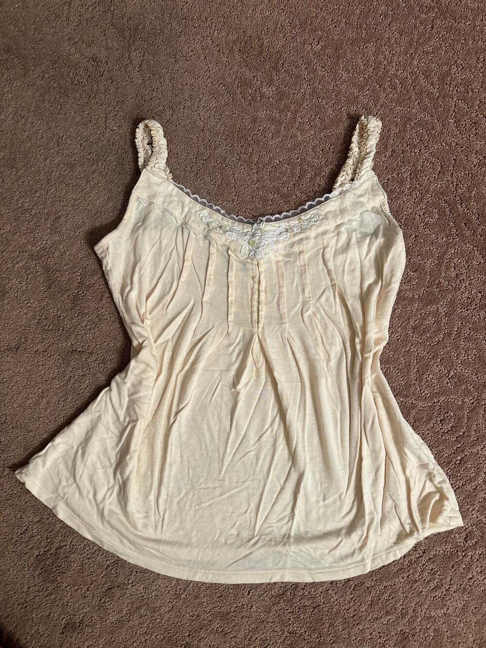 Miss Chievous Cream Lace Trim  Babydoll Tank Top
